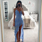 Women Dress 2024 Summer Hotsweet Tierred dress Fashion asymmetrical Spaghetti Strap long dresses Sexy lady Holiday Beach Dresses